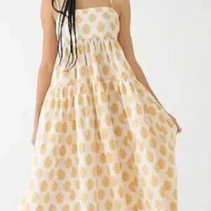 JCrew 100% Cotton Women's tie-back tiered dress in gathered floral block print